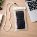 White waterproof phone pouch bag for beach