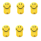 Plastic Self-Adhesive Smiley Face Hooks, 1 Kg Load Capacity (6pcs)