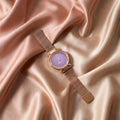 Elegant Rose Gold Mesh Strap Analog Wrist Watch for Women (1 Pc)