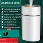 Colorful light humidifier for desk or bedroom, mini size for portability.