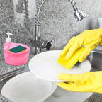 2 in 1 Double Layer Liquid Soap Dispenser with Pump and Sponge