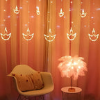 12 Diya Curtain String Lights, Window Curtain Lights (White Color)
