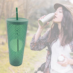 Cup with Straw & LED Lighting Reusable Matte Studded Tumbler (1 Pc)
