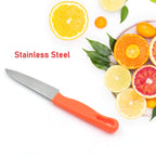 Kitchen knife with stainless steel blade and protective cover for safe use