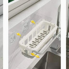Hanging Drain Rack & Sponge Holder Basket for Kitchen Sink Storage