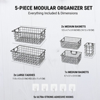 Metal Shower Basket / Canddy, for Bathroom Organiser (5 Pc Combo)