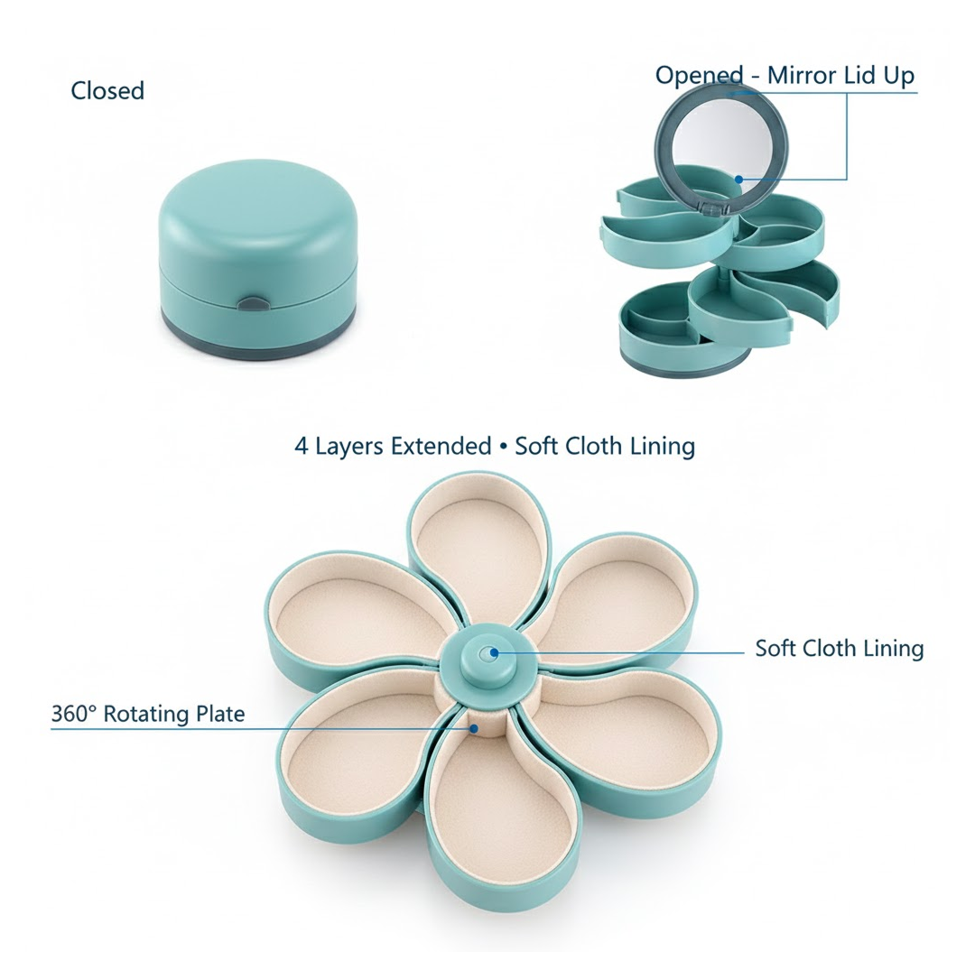 Travel jewellery organizer box 360 rotating 4 layers India