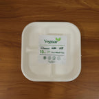 Vegnar Compostable Bagasse 3-Compartment Square Meal Plate