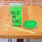 Plastic Drink Cup, Tea Coffee Tumbler with Lid and Straw (1 Pc)