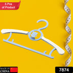 Large Adjustable Plastic Dress Hangers – Space-Saving & Lightweight (5 Pc)