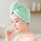 Premium Soft Microfiber Hair Drying Towel Wrap with Button Lock (1 Pc)