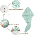 Premium Soft Microfiber Hair Drying Towel Wrap with Button Lock (1 Pc)