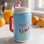 Big Plastic Insulated Mug With Straw (1 Pc, 709 ML)