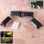  4-Piece Solar Waterproof Garden Stair Railing Lights - main product shot