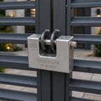 94mm Stainless Steel Padlock: Rectangular, Hardened Steel, 5 Keys