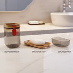 Premium Plastic Soap Box with Drain Tray & Protective Cover