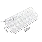 Acrylic lipstick and cosmetics organizer with multiple sections, displaying its functionality