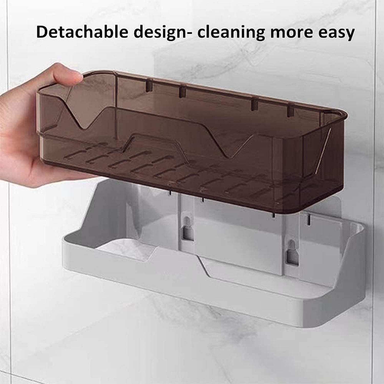 Wall Mounted Self Adhesive Plastic Storage Shelf (1 Pc)