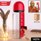 900ml Water Bottle with Pill Organizer 