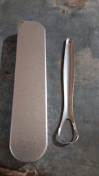 Stainless Steel Tongue Scraper Bad Breath & Oral Hygiene, Metal Case Included (1 Pc)