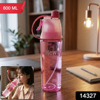 Plastic Sports Water Bottle – Dual Function with Built-In Mist Spray (600 ML)