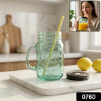 Drinking Cup / Glass / Mug Mason Jar with Handle & Straw